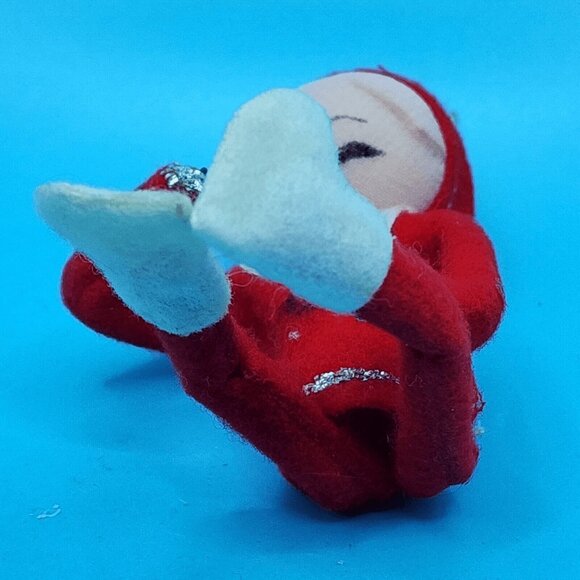 1950s Pixie Knee Hugger Elf Ornament Red White Poseable 5" Sockinette - Picture 8 of 11